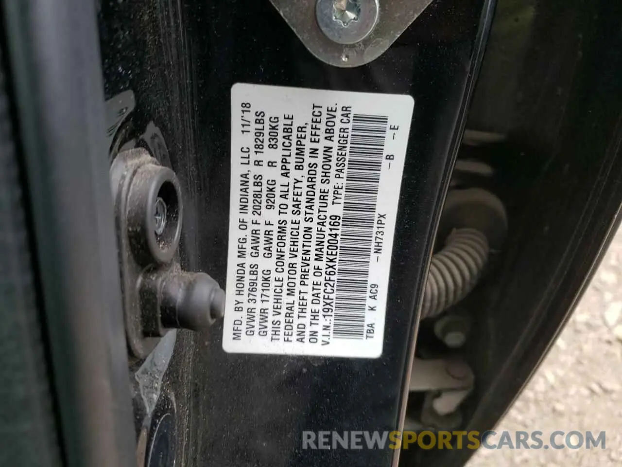 12 fotografías del automóvil dañado 19XFC2F6XKE004169 HONDA CIVIC 2019