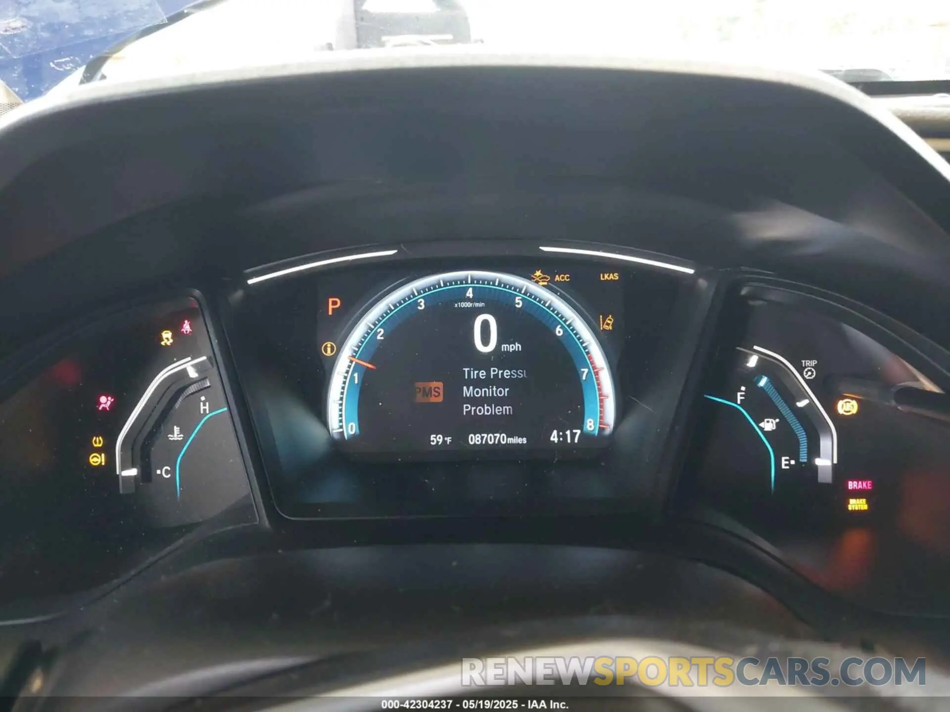 7 fotografías del automóvil dañado 19XFC2F6XKE007850 HONDA CIVIC 2019