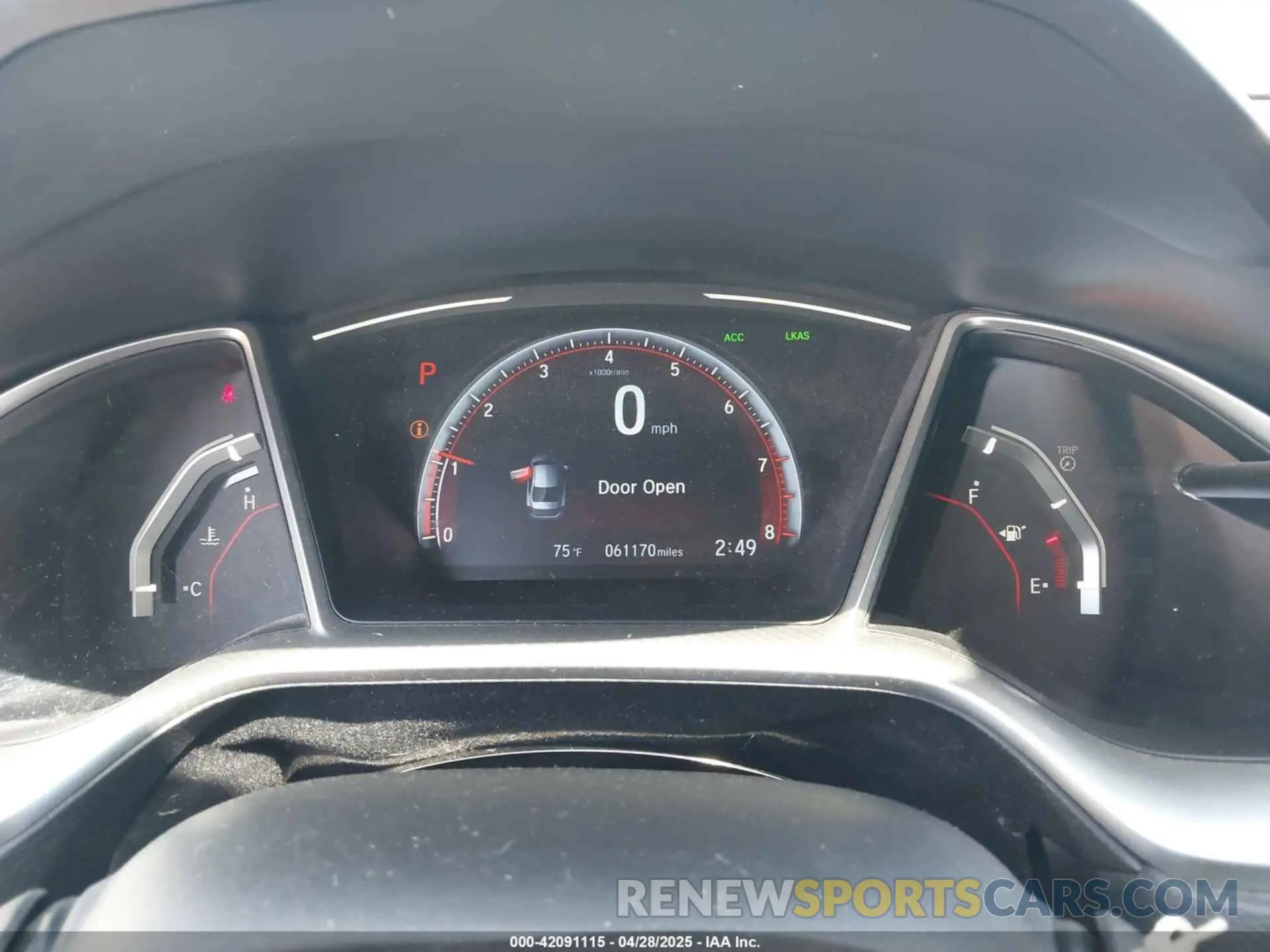 15 fotografías del automóvil dañado 19XFC2F8XKE026657 HONDA CIVIC 2019