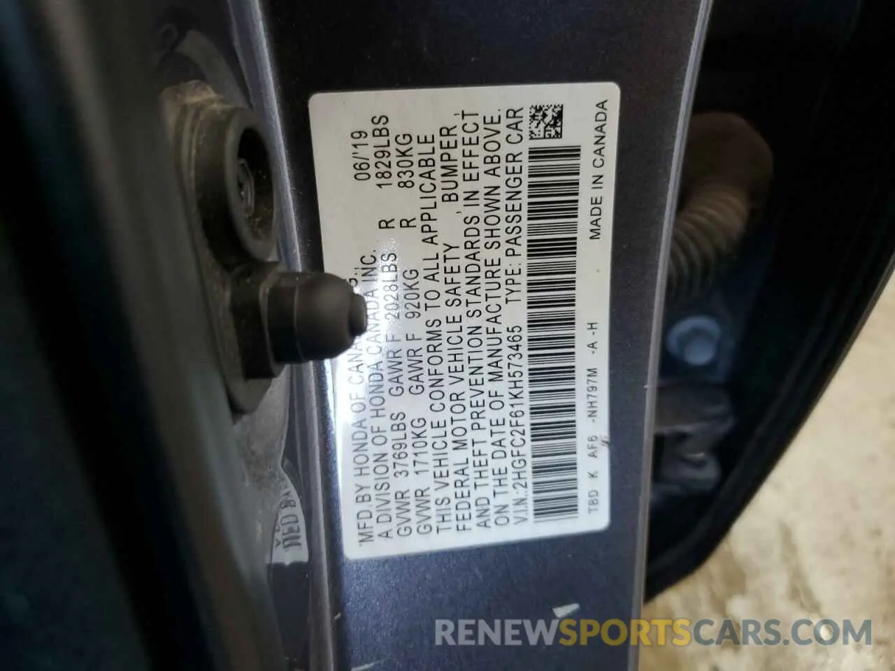 13 fotografías del automóvil dañado 2HGFC2F61KH573465 HONDA CIVIC 2019