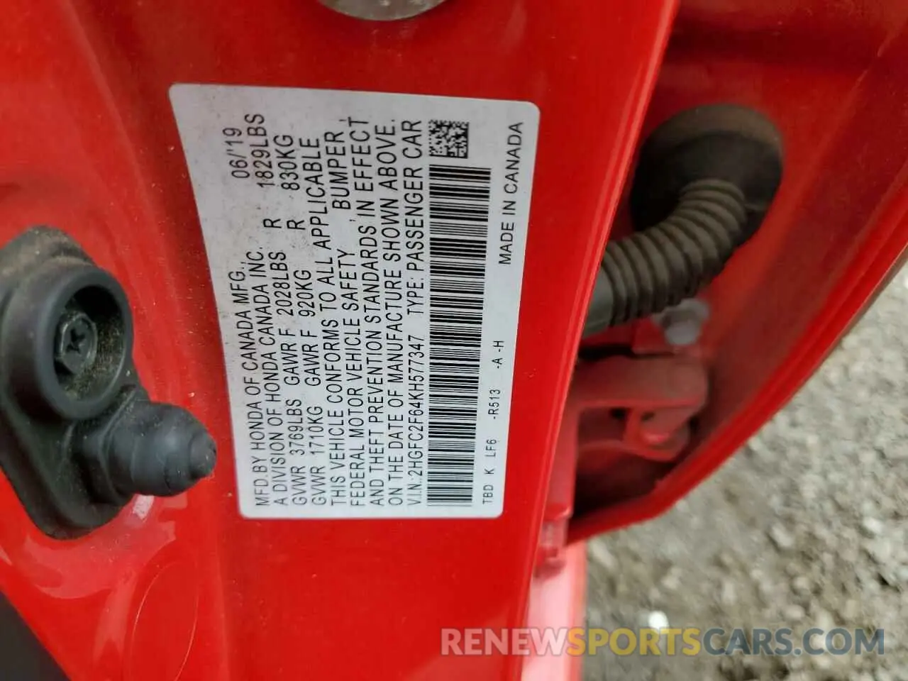 12 fotografías del automóvil dañado 2HGFC2F64KH577347 HONDA CIVIC 2019