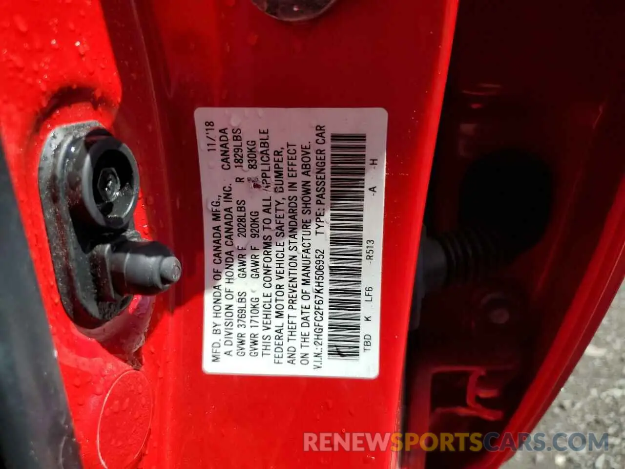 12 fotografías del automóvil dañado 2HGFC2F67KH506952 HONDA CIVIC 2019