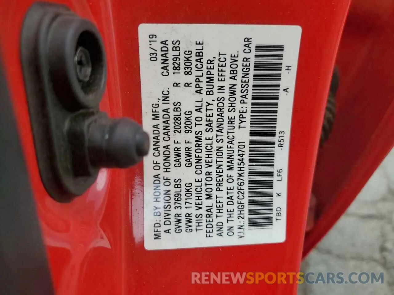 14 fotografías del automóvil dañado 2HGFC2F67KH544701 HONDA CIVIC 2019