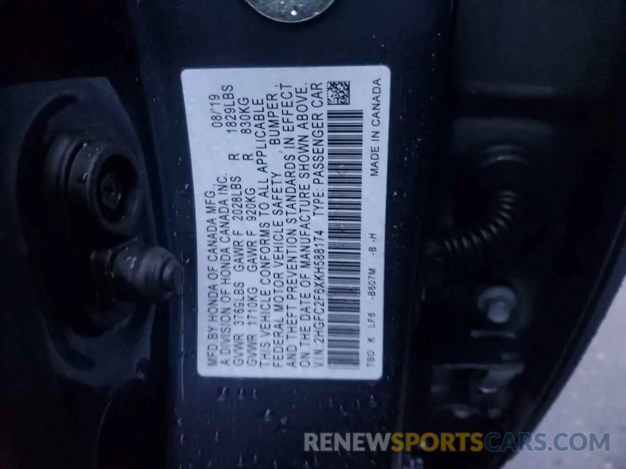 12 fotografías del automóvil dañado 2HGFC2F6XKH588174 HONDA CIVIC 2019