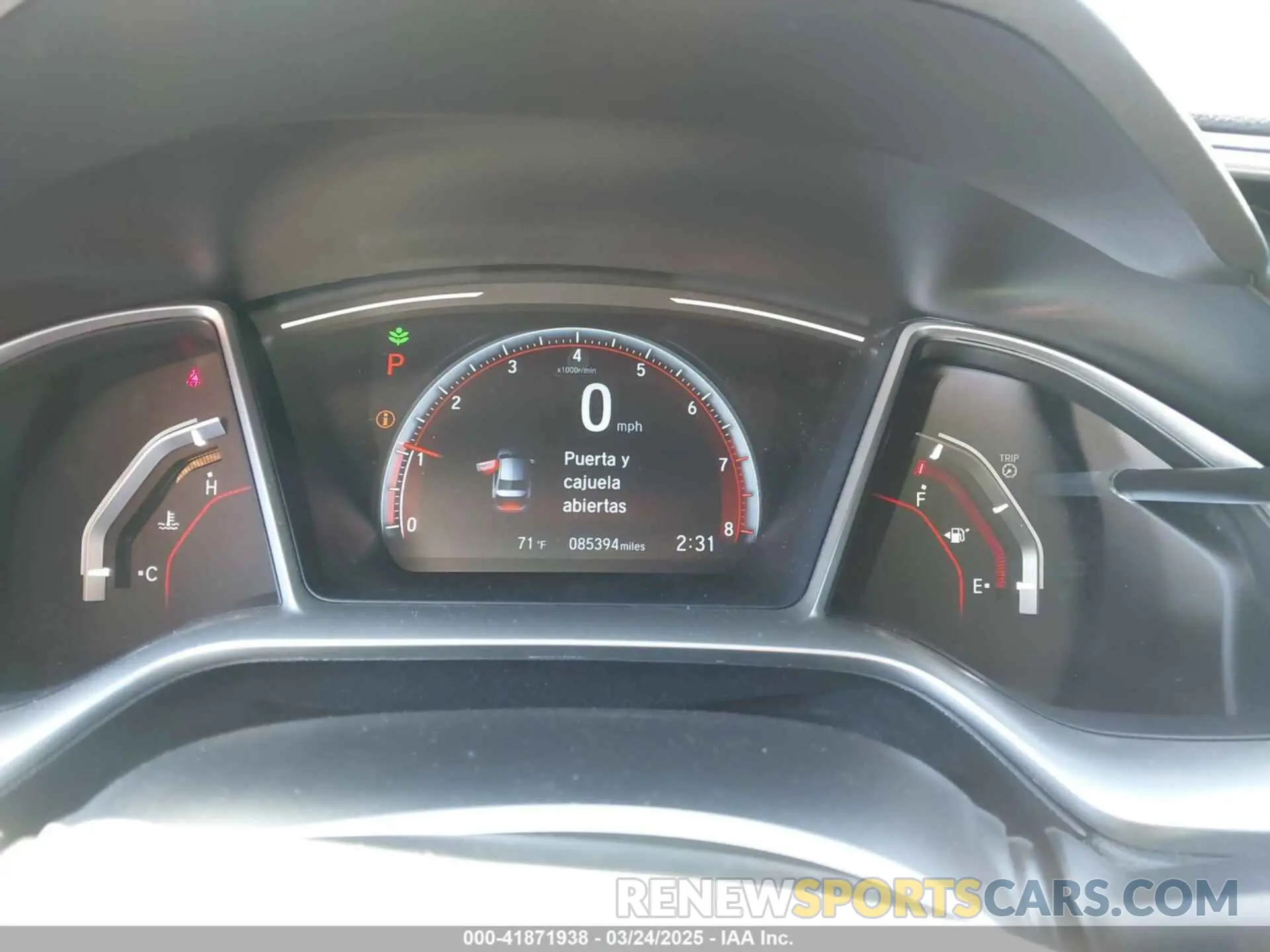 7 fotografías del automóvil dañado 2HGFC2F80KH577489 HONDA CIVIC 2019