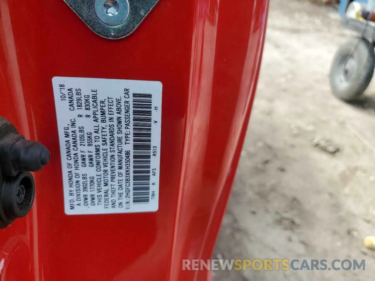 12 fotografías del automóvil dañado 2HGFC3B3XKH350486 HONDA CIVIC 2019