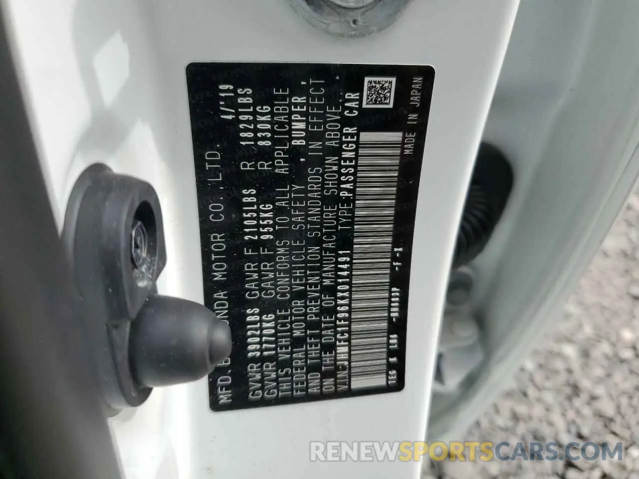 12 fotografías del automóvil dañado JHMFC1F96KX014491 HONDA CIVIC 2019