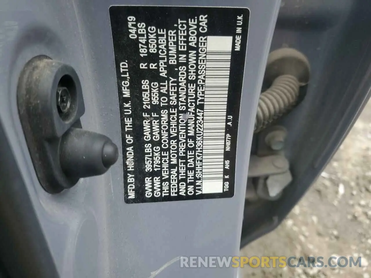 13 fotografías del automóvil dañado SHHFK7H36KU223447 HONDA CIVIC 2019