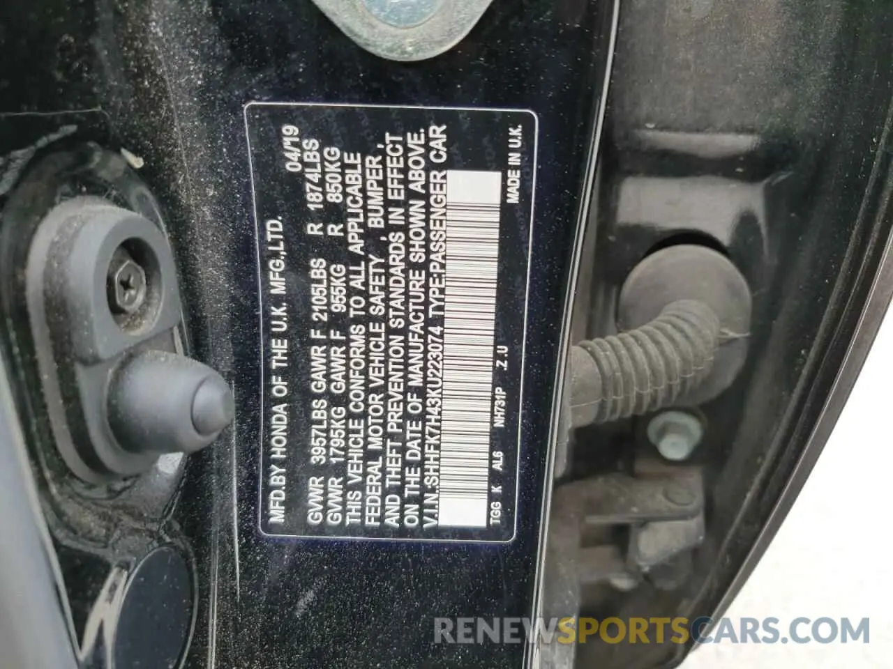15 fotografías del automóvil dañado SHHFK7H43KU223074 HONDA CIVIC 2019