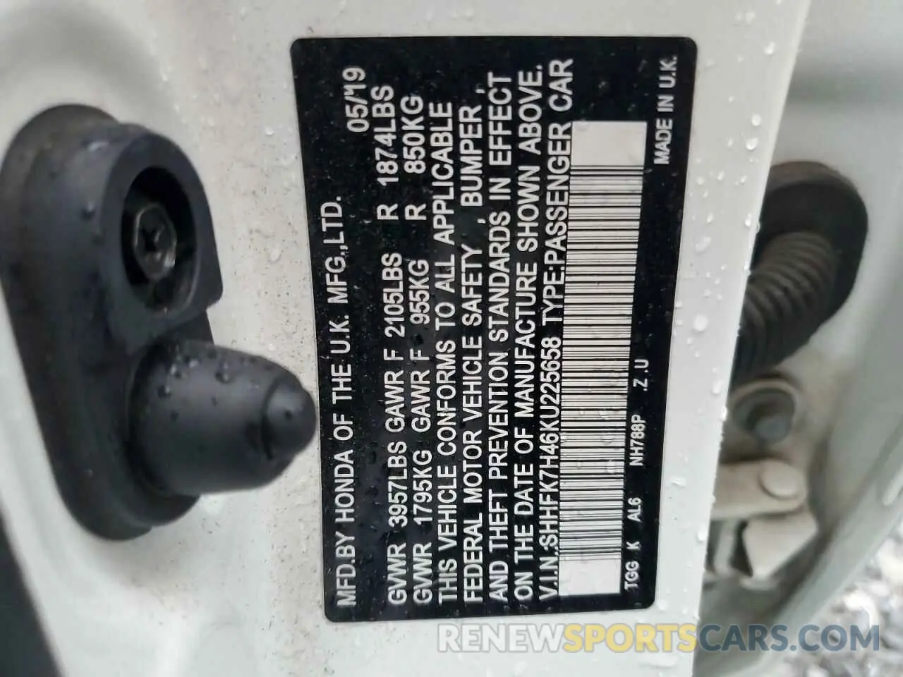 14 fotografías del automóvil dañado SHHFK7H46KU225658 HONDA CIVIC 2019