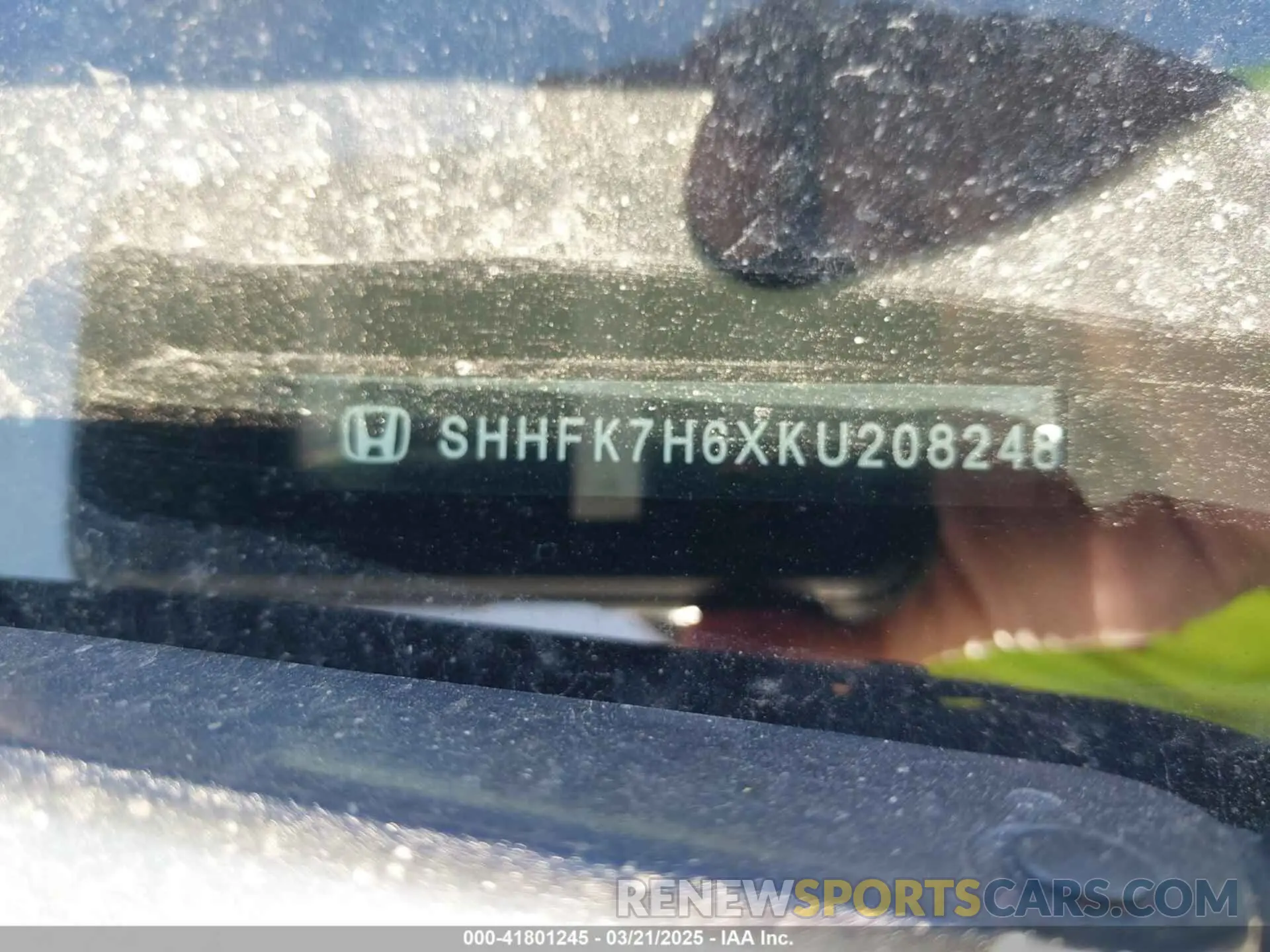 9 fotografías del automóvil dañado SHHFK7H6XKU208248 HONDA CIVIC 2019