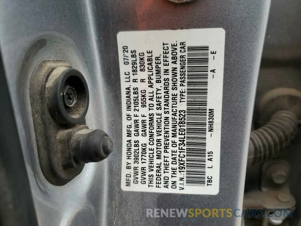 12 fotografías del automóvil dañado 19XFC1F34LE018523 HONDA CIVIC 2020