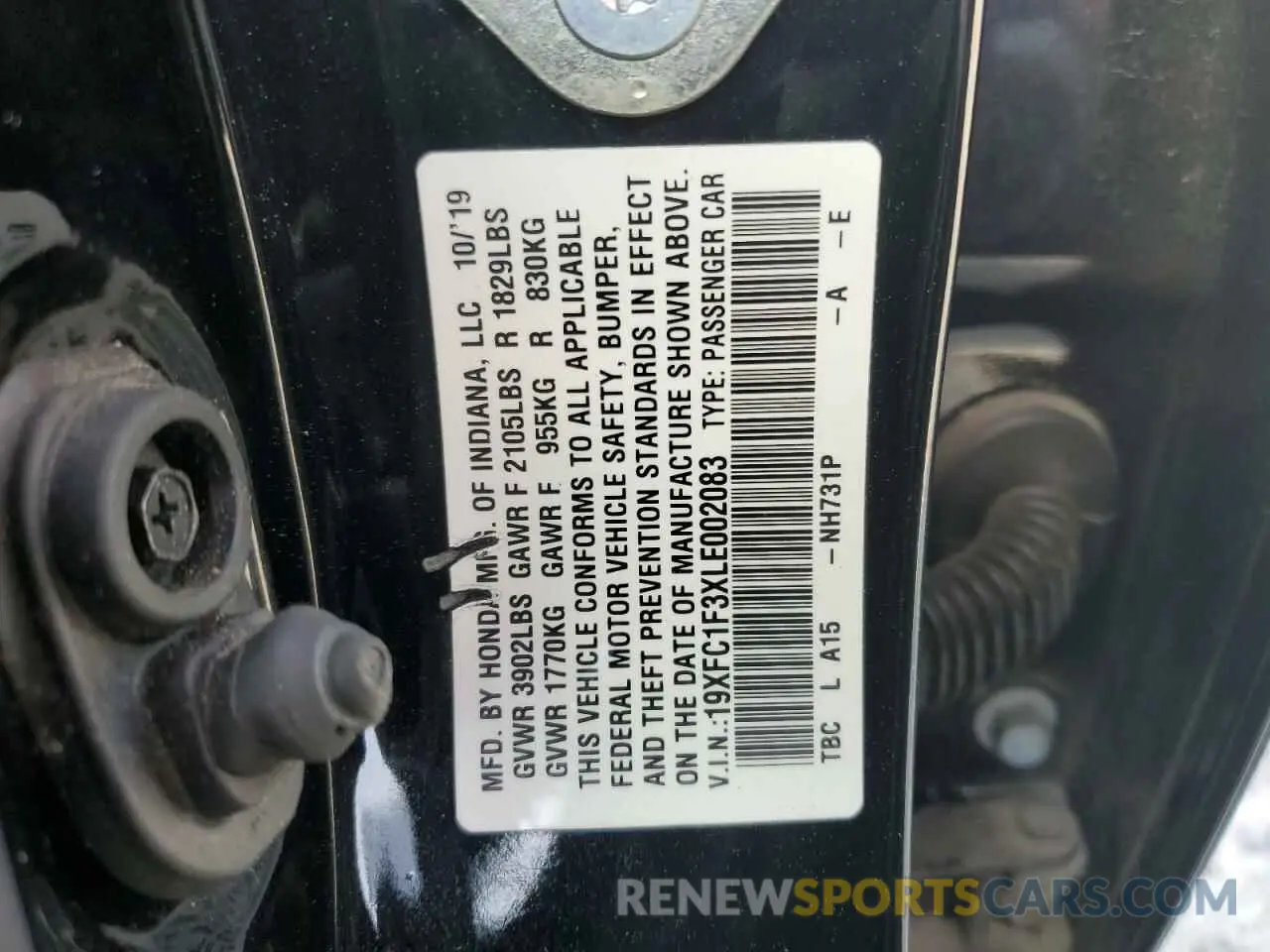 12 fotografías del automóvil dañado 19XFC1F3XLE002083 HONDA CIVIC 2020