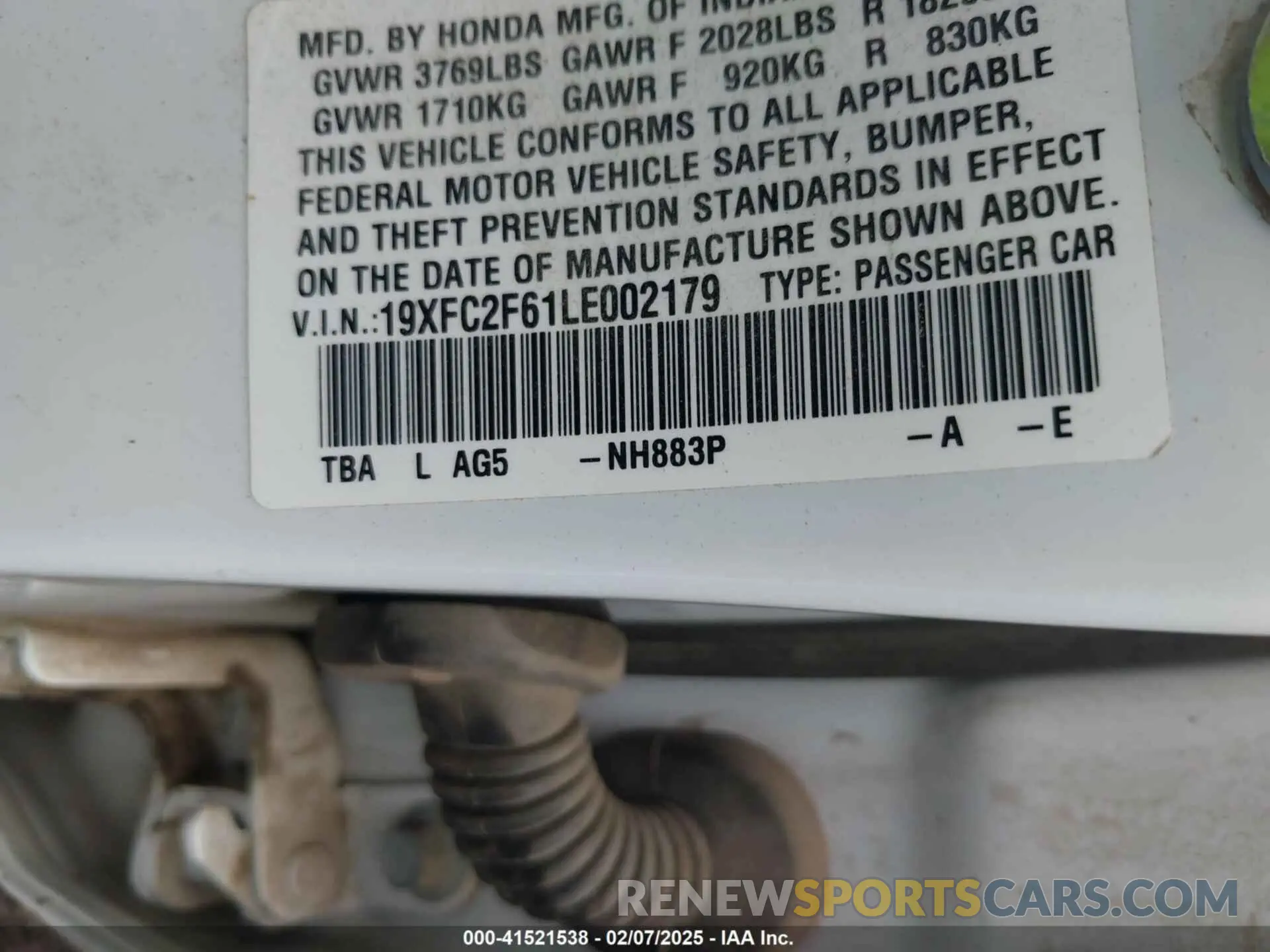 9 fotografías del automóvil dañado 19XFC2F61LE002179 HONDA CIVIC 2020