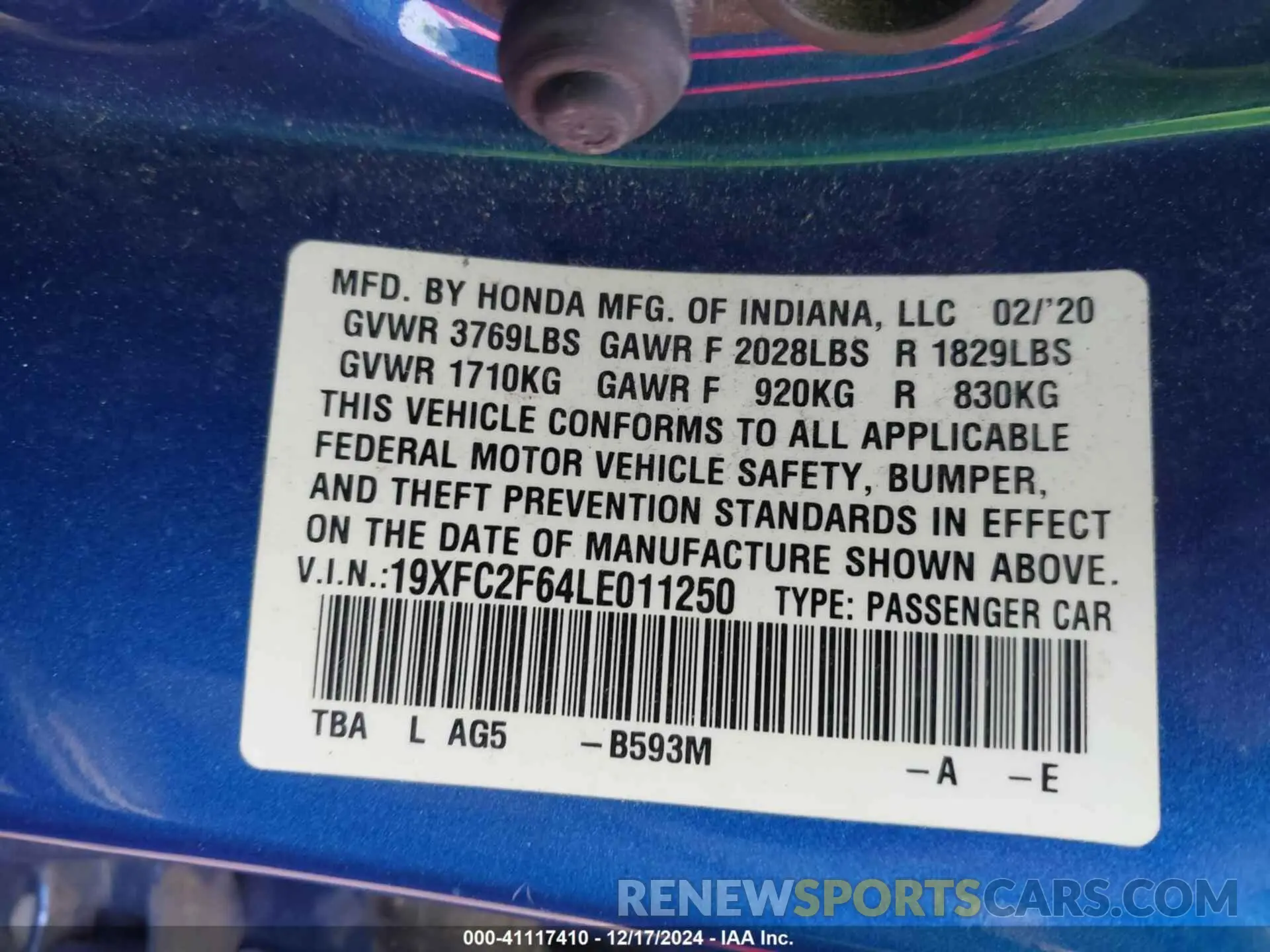 9 fotografías del automóvil dañado 19XFC2F64LE011250 HONDA CIVIC 2020