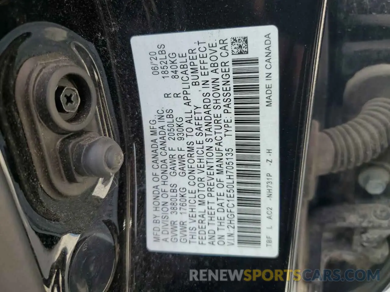 12 fotografías del automóvil dañado 2HGFC1E50LH705135 HONDA CIVIC 2020