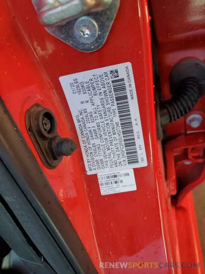 13 fotografías del automóvil dañado 2HGFC2F63LH527346 HONDA CIVIC 2020
