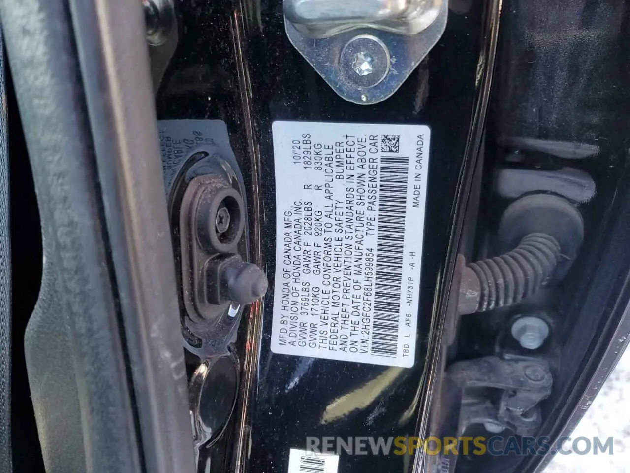 14 fotografías del automóvil dañado 2HGFC2F68LH599854 HONDA CIVIC 2020