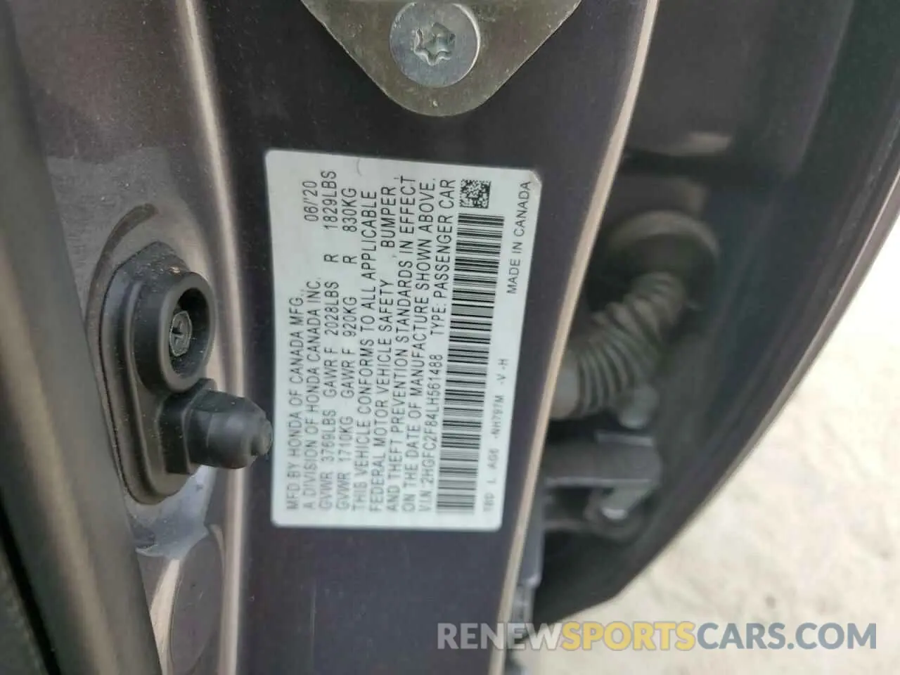 13 fotografías del automóvil dañado 2HGFC2F84LH561488 HONDA CIVIC 2020