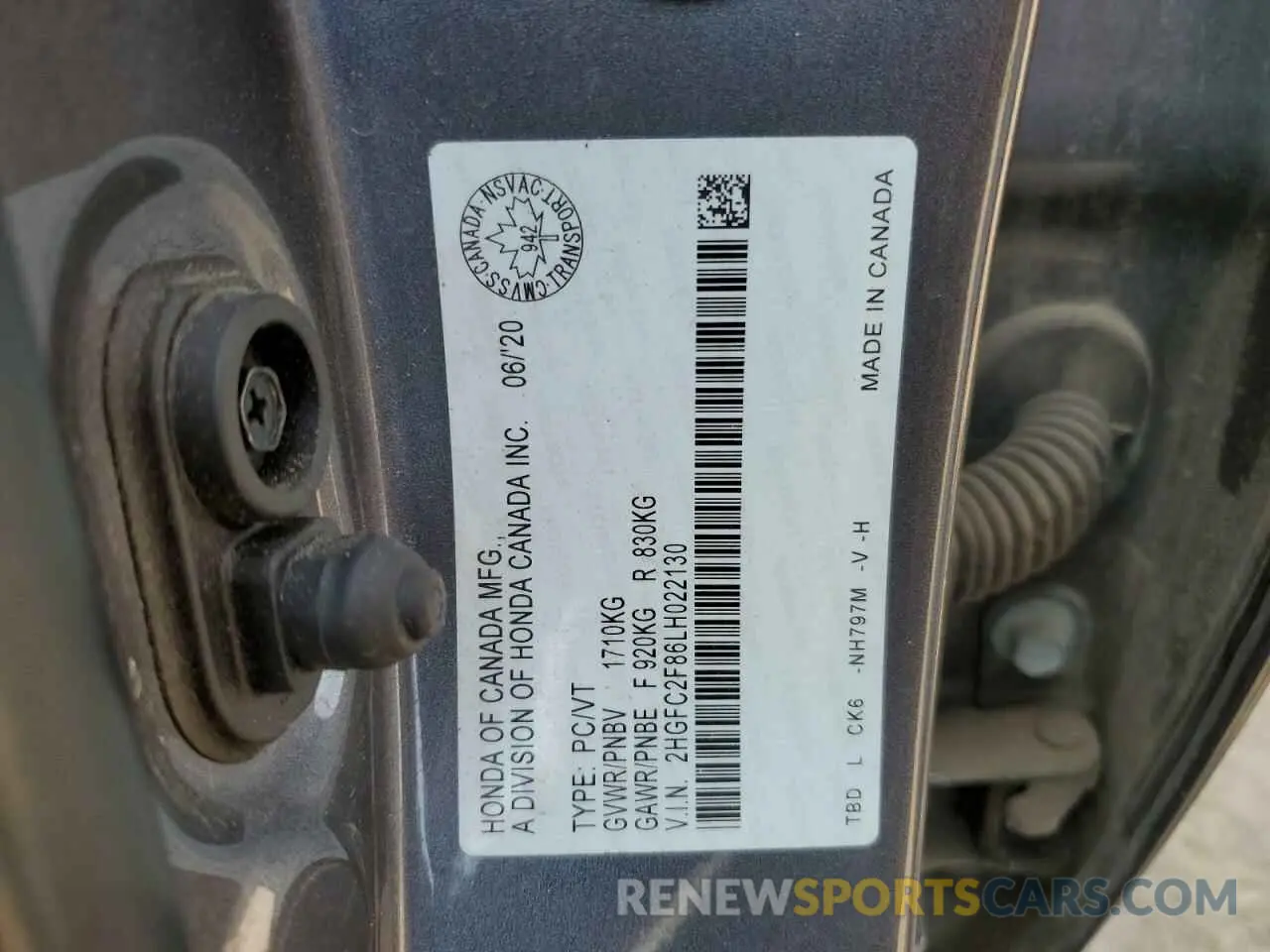 13 fotografías del automóvil dañado 2HGFC2F86LH022130 HONDA CIVIC 2020