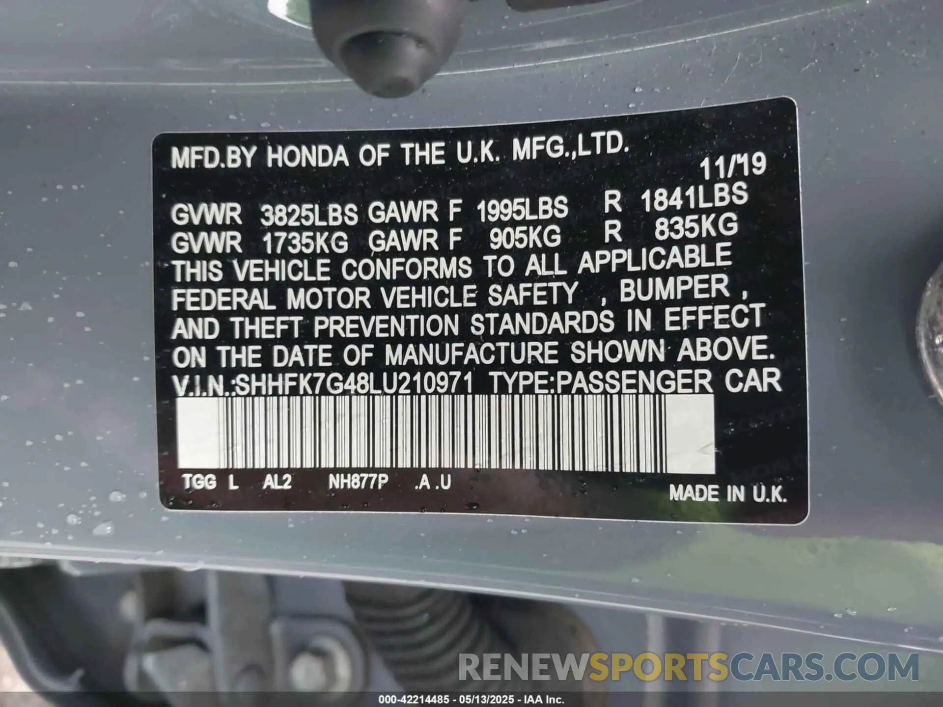 9 fotografías del automóvil dañado SHHFK7G48LU210971 HONDA CIVIC 2020