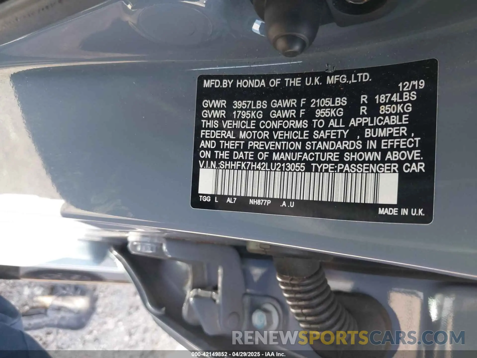 9 fotografías del automóvil dañado SHHFK7H42LU213055 HONDA CIVIC 2020