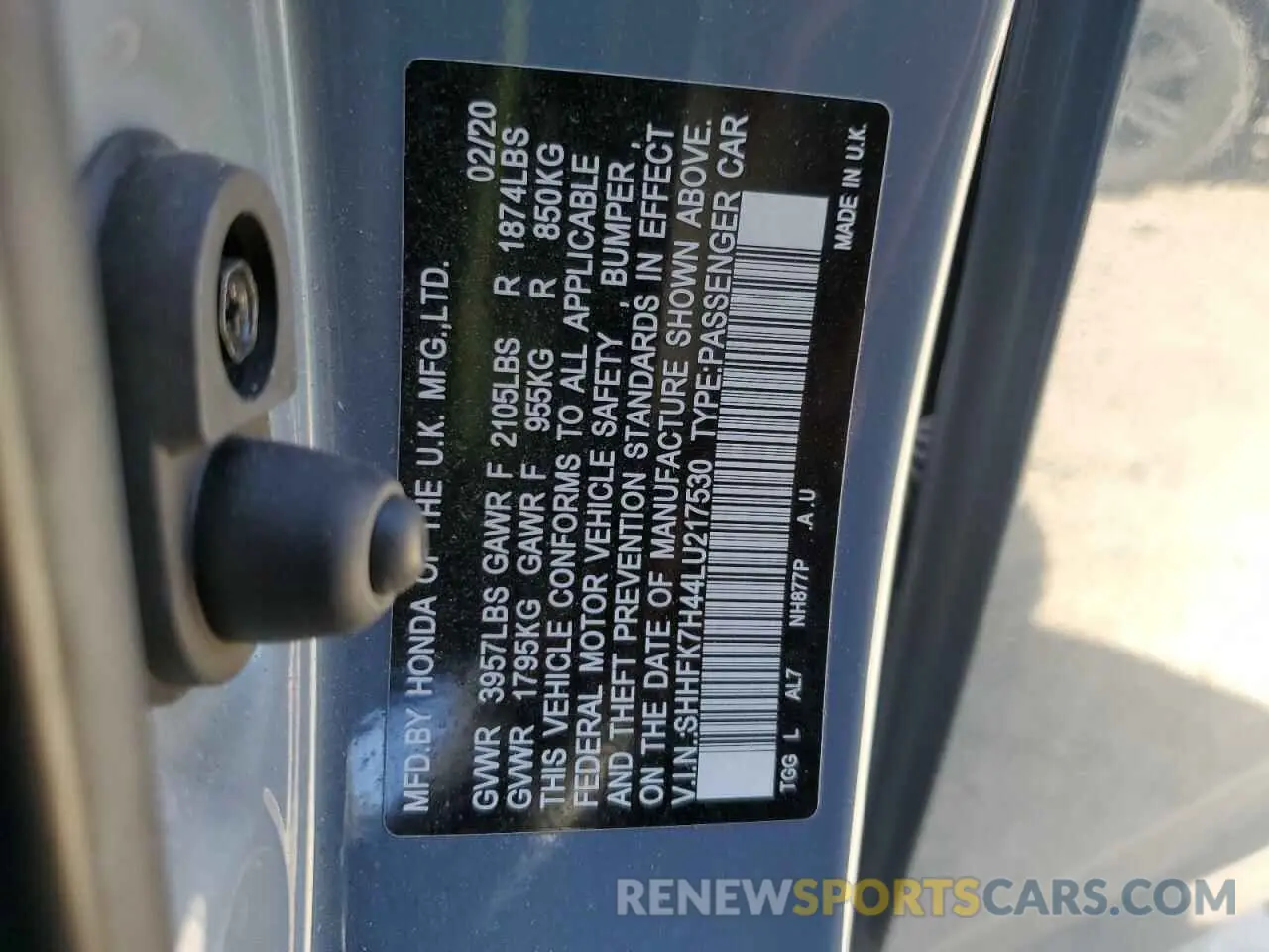 13 fotografías del automóvil dañado SHHFK7H44LU217530 HONDA CIVIC 2020