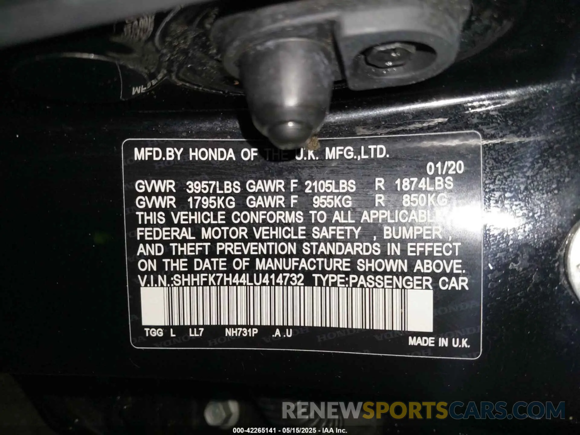 9 fotografías del automóvil dañado SHHFK7H44LU414732 HONDA CIVIC 2020