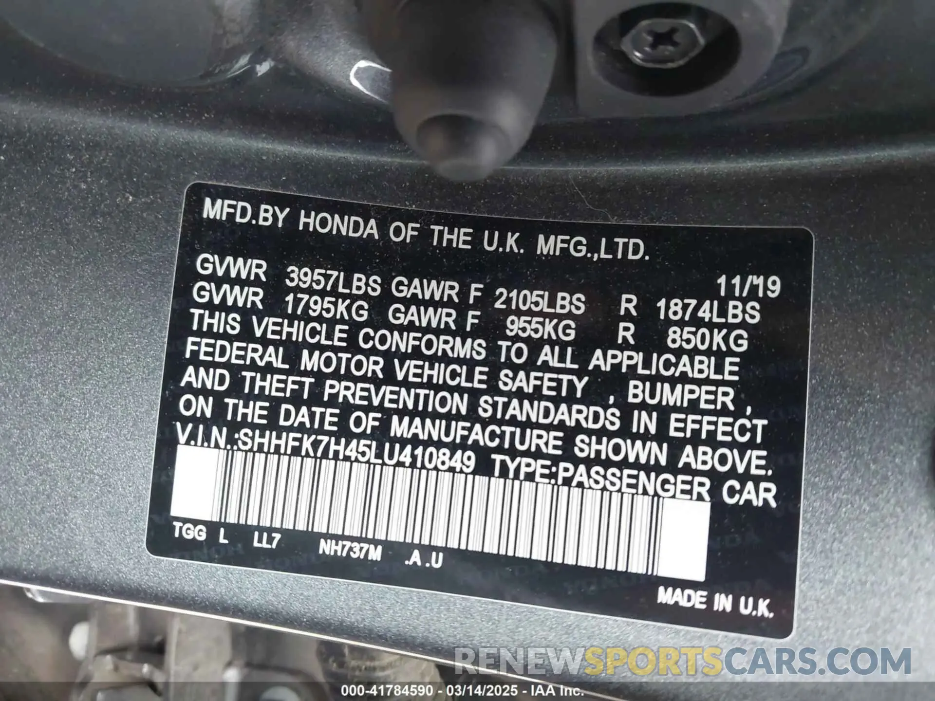 9 fotografías del automóvil dañado SHHFK7H45LU410849 HONDA CIVIC 2020