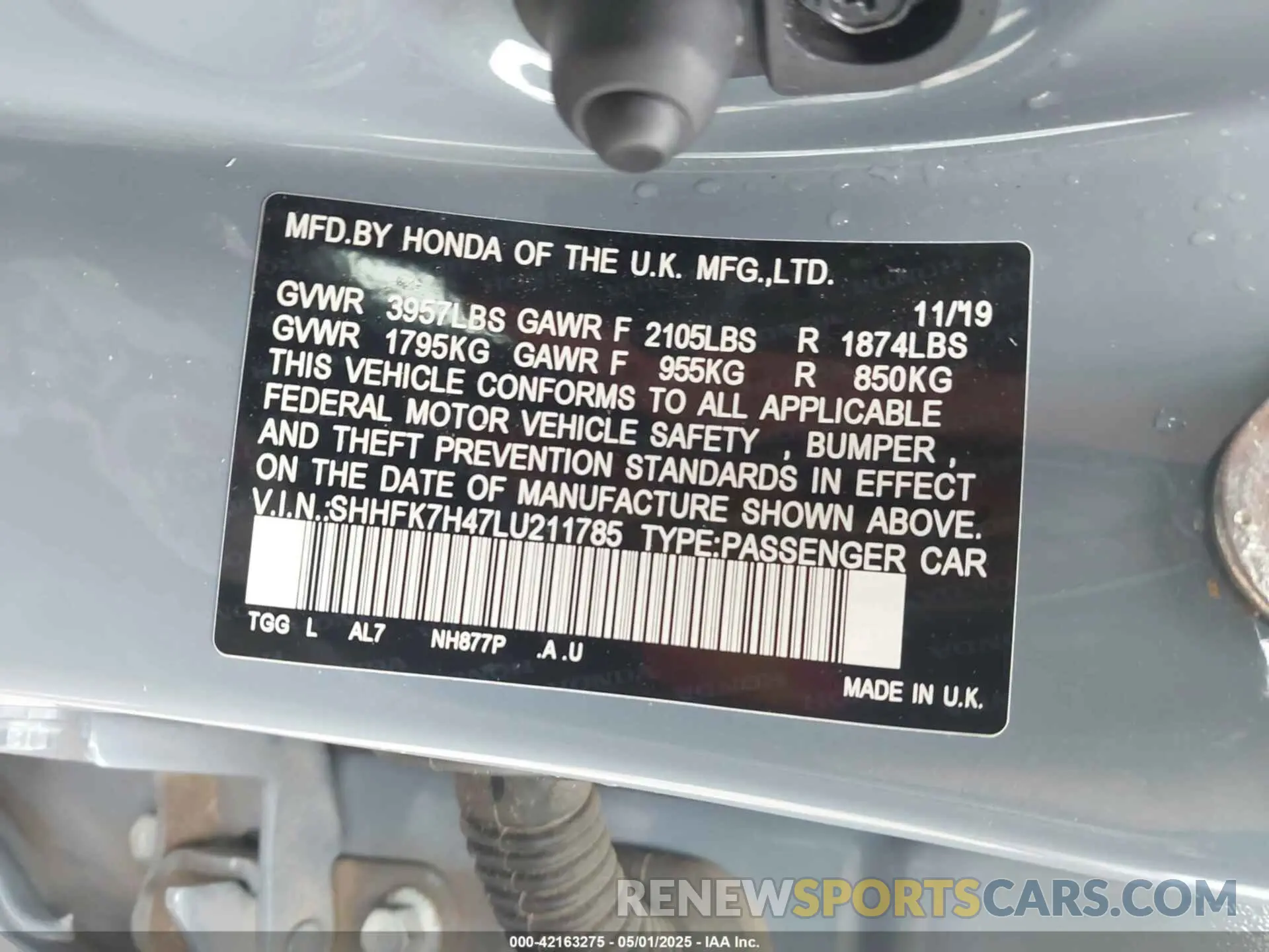 9 fotografías del automóvil dañado SHHFK7H47LU211785 HONDA CIVIC 2020