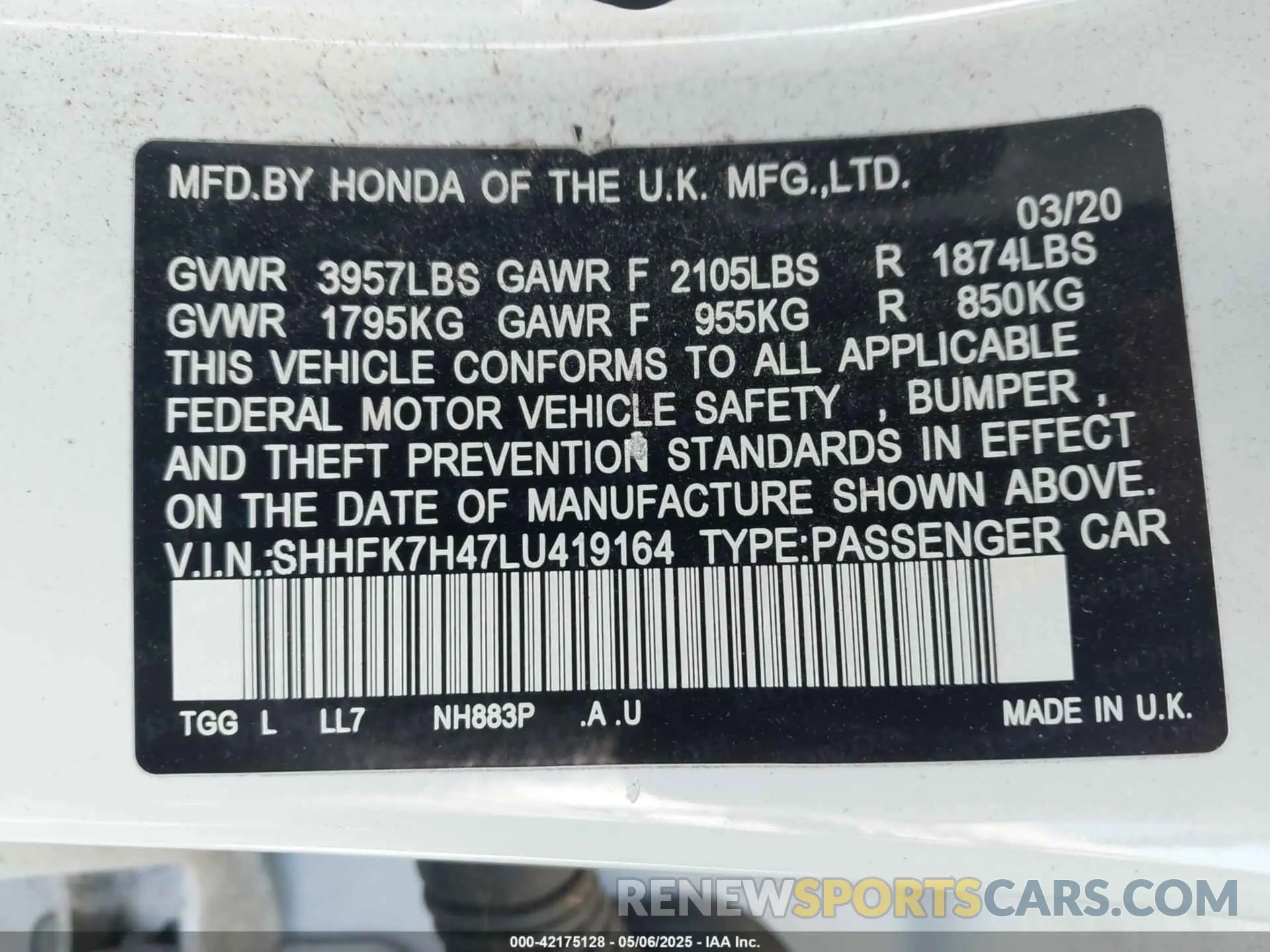 9 fotografías del automóvil dañado SHHFK7H47LU419164 HONDA CIVIC 2020