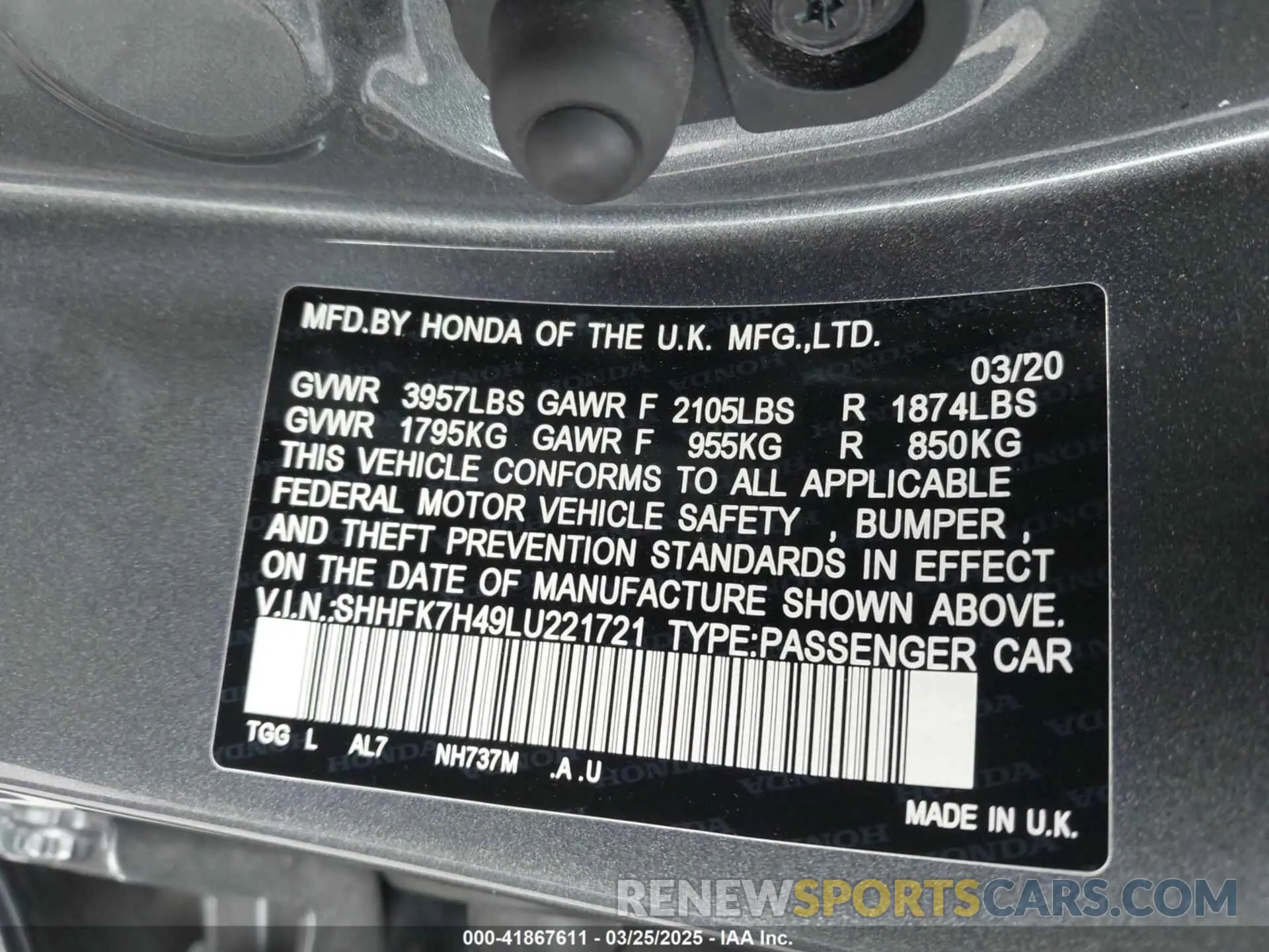 9 fotografías del automóvil dañado SHHFK7H49LU221721 HONDA CIVIC 2020