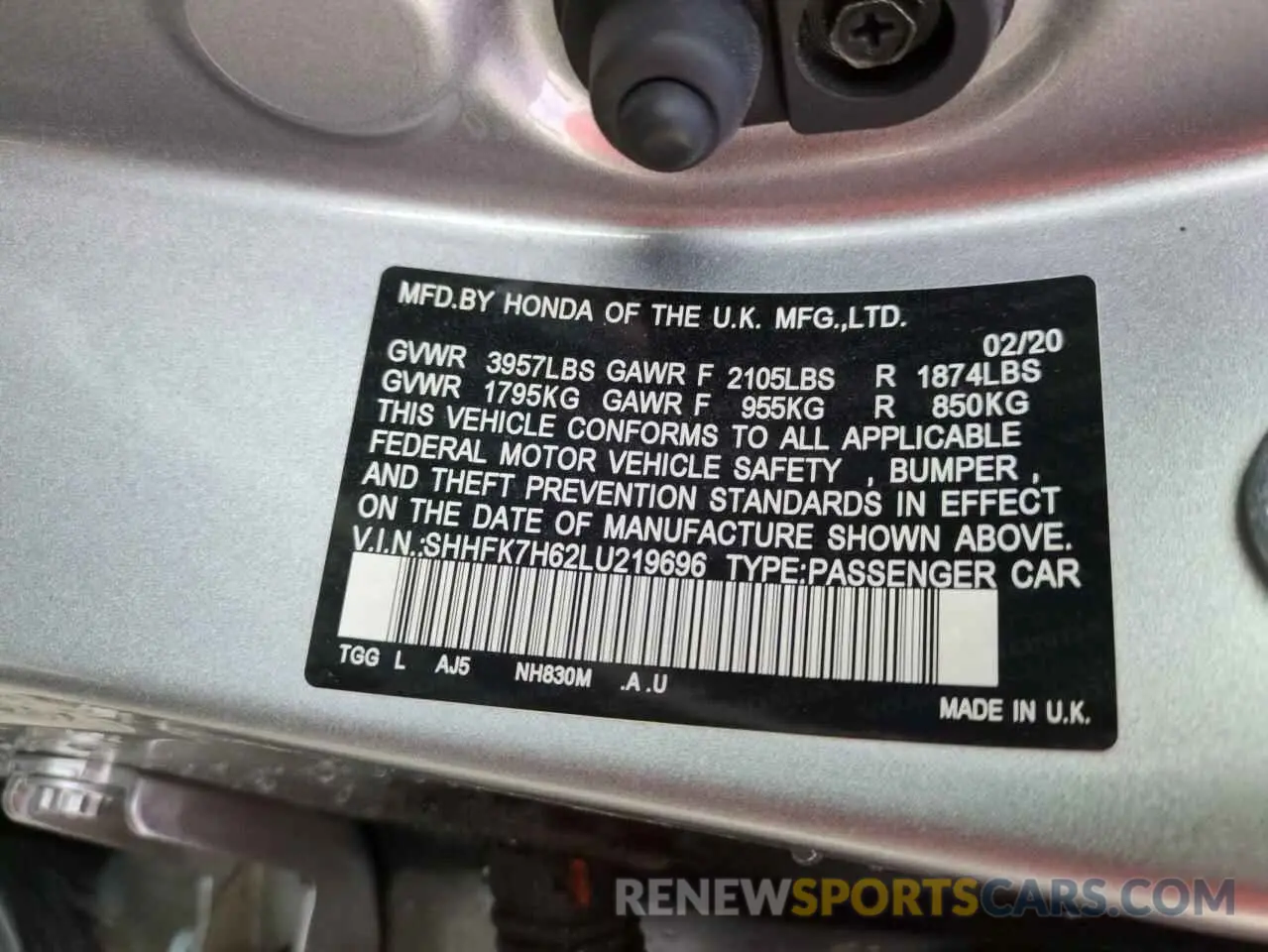13 fotografías del automóvil dañado SHHFK7H62LU219696 HONDA CIVIC 2020