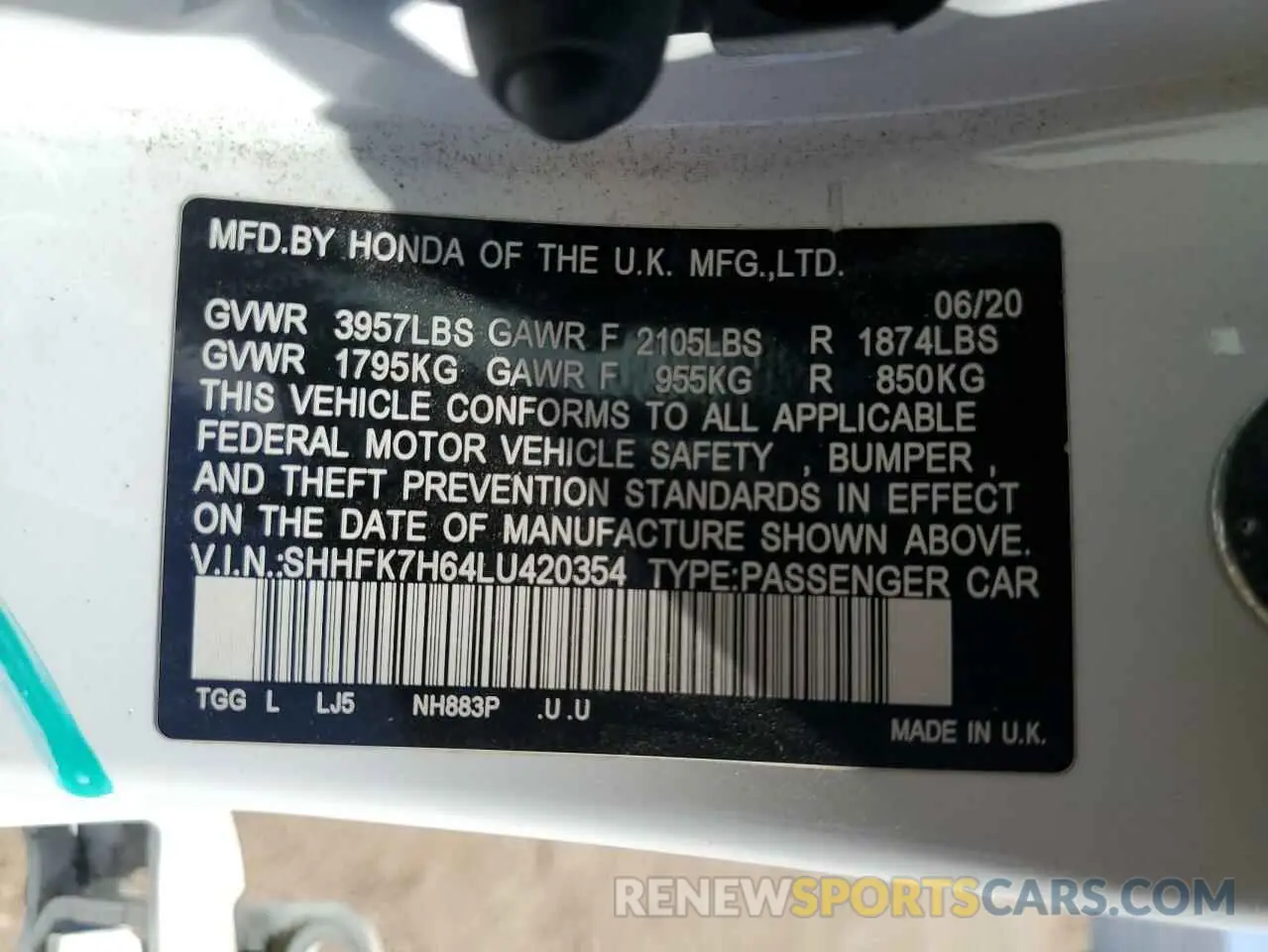 13 fotografías del automóvil dañado SHHFK7H64LU420354 HONDA CIVIC 2020