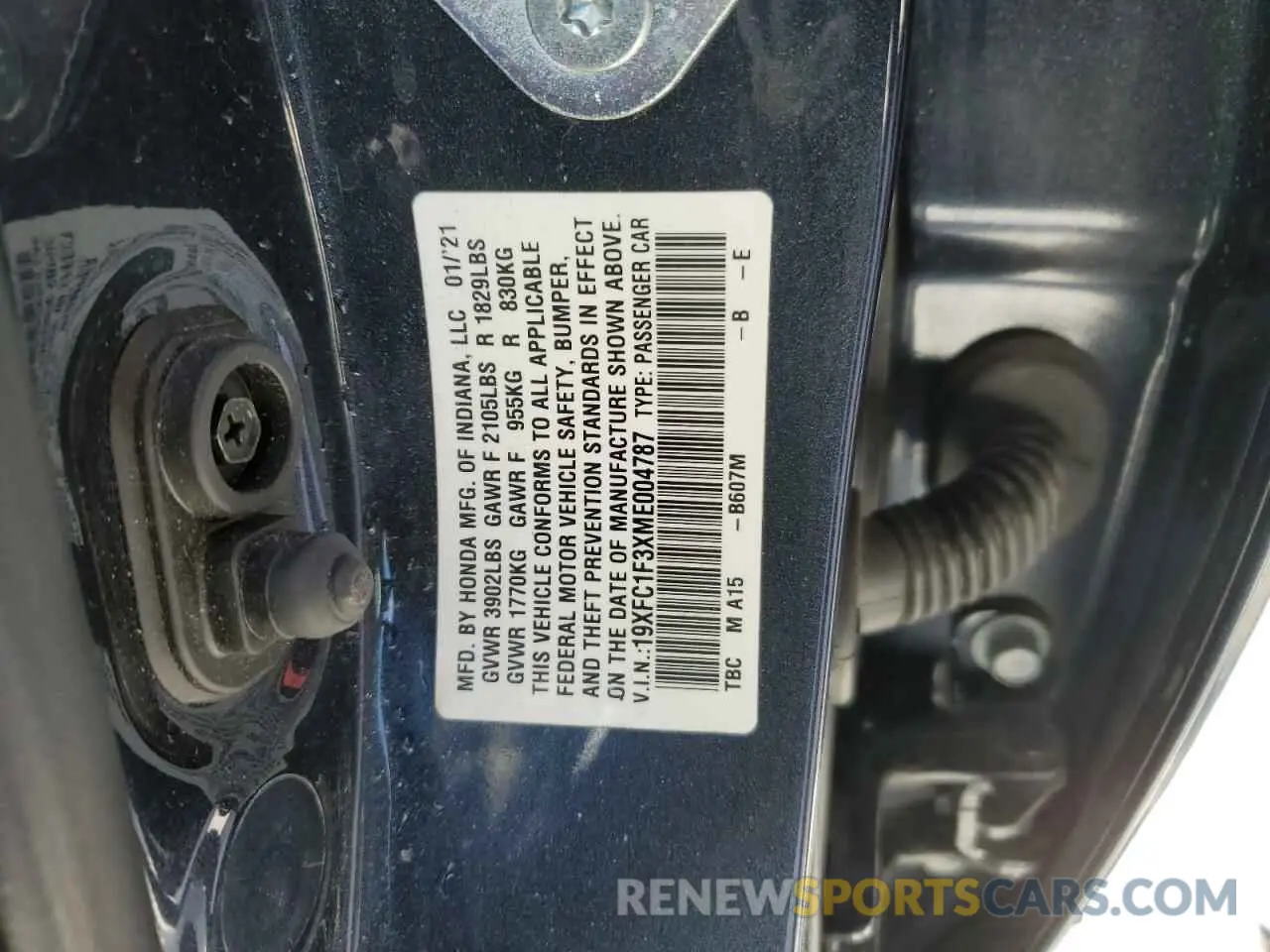 12 fotografías del automóvil dañado 19XFC1F3XME004787 HONDA CIVIC 2021