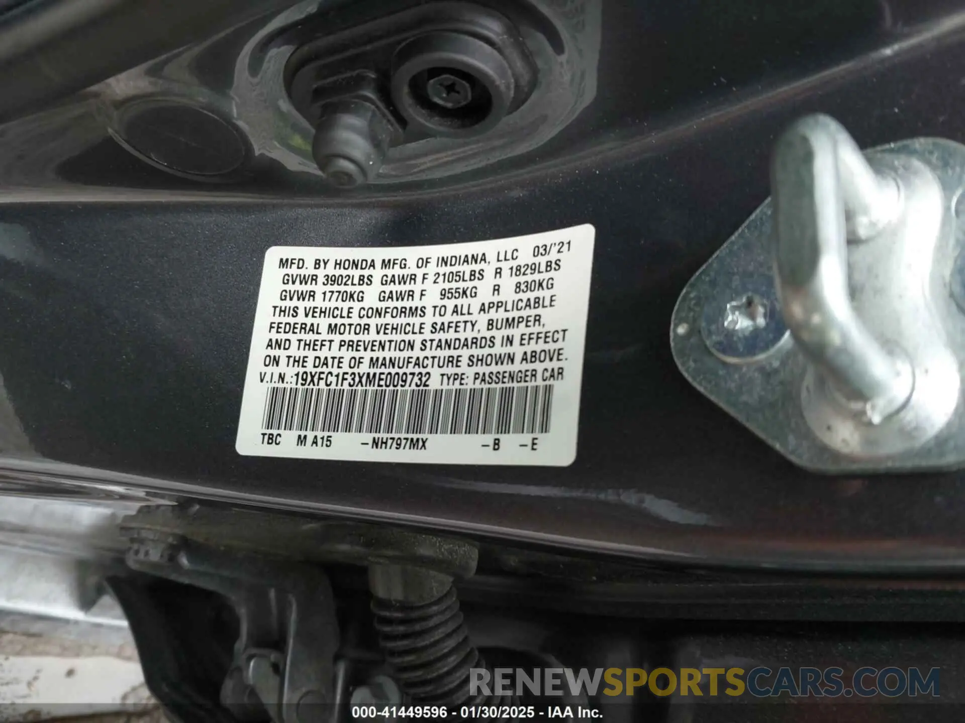 9 fotografías del automóvil dañado 19XFC1F3XME009732 HONDA CIVIC 2021