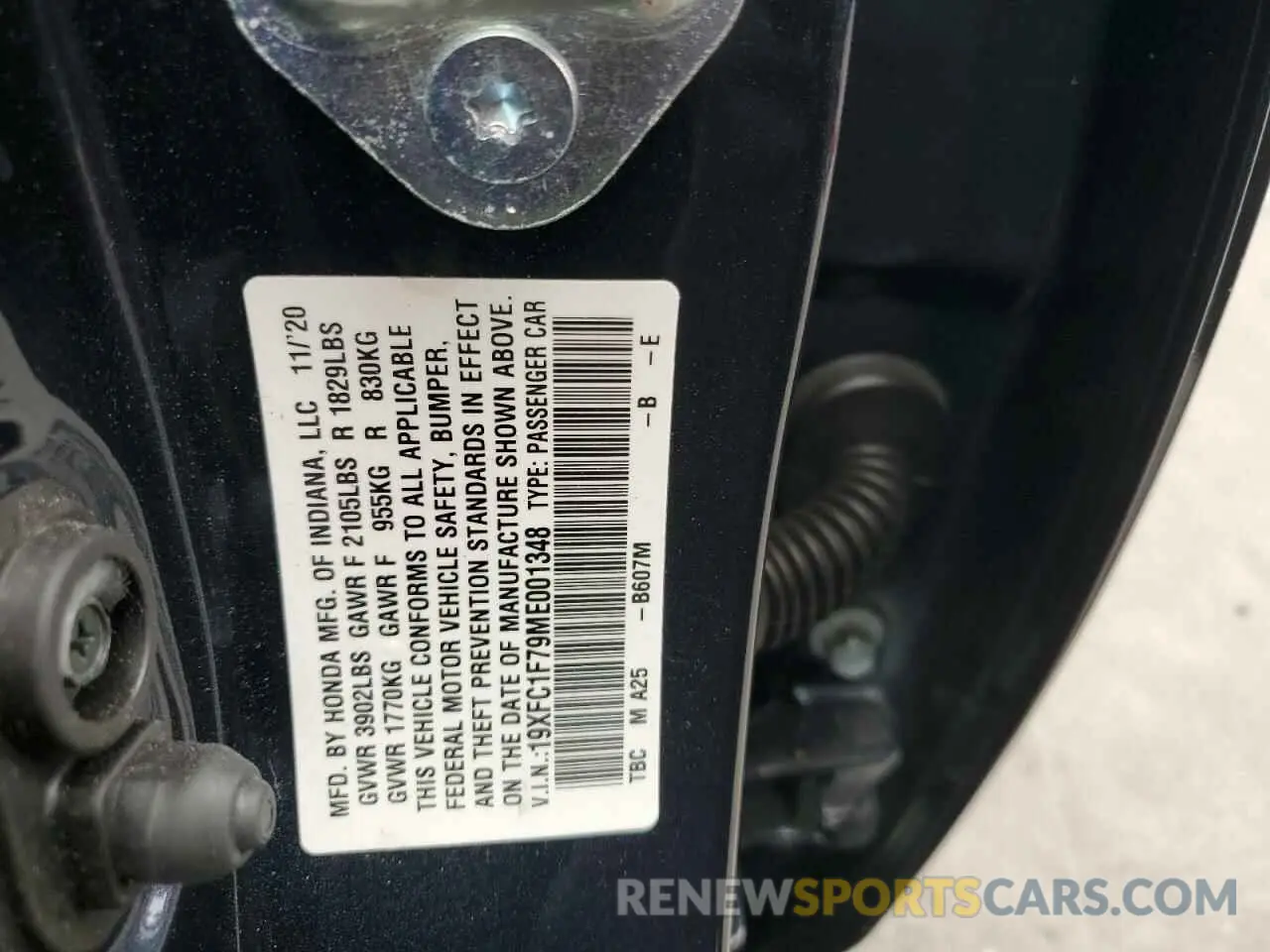 14 fotografías del automóvil dañado 19XFC1F79ME001348 HONDA CIVIC 2021
