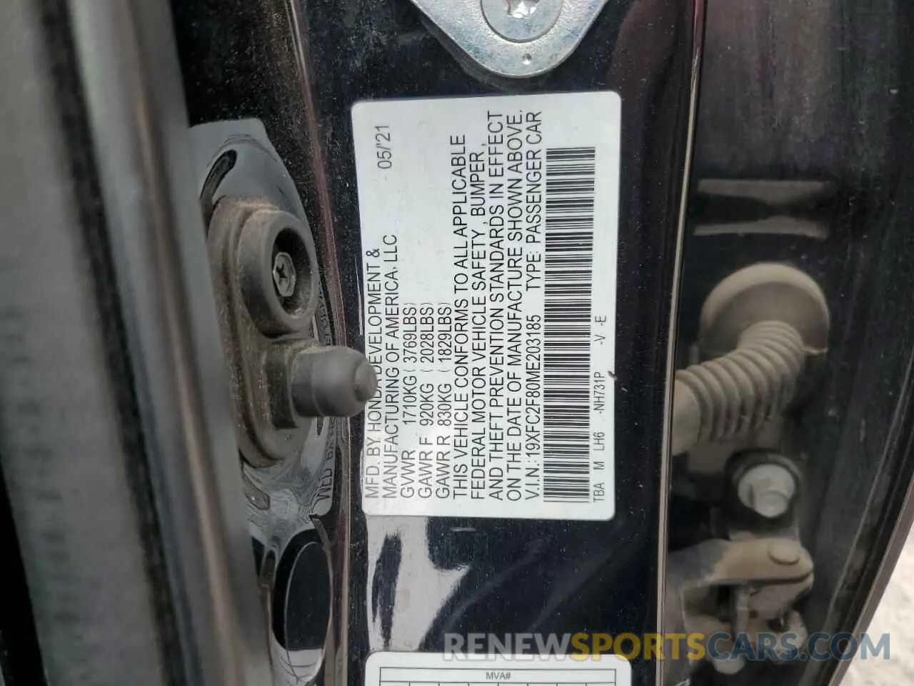15 fotografías del automóvil dañado 19XFC2F80ME203185 HONDA CIVIC 2021