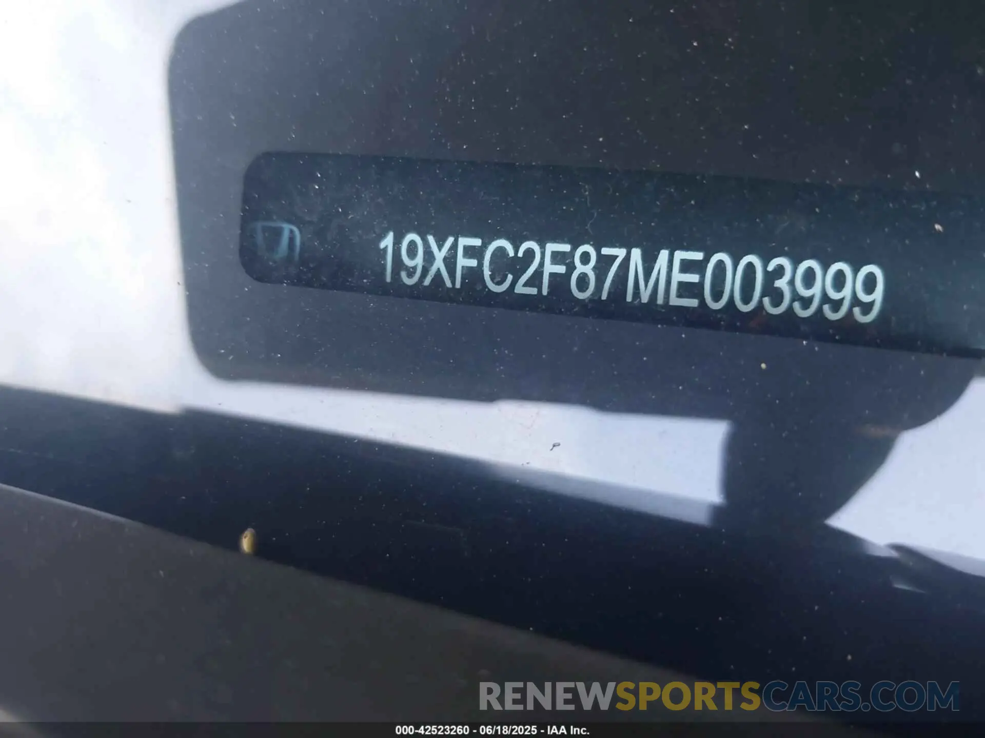 9 fotografías del automóvil dañado 19XFC2F87ME003999 HONDA CIVIC 2021