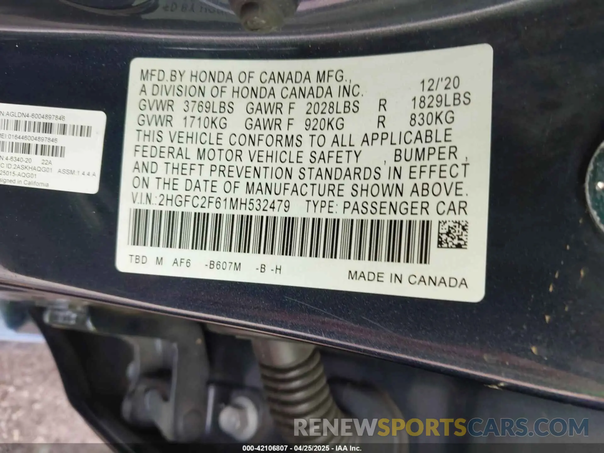 9 fotografías del automóvil dañado 2HGFC2F61MH532479 HONDA CIVIC 2021
