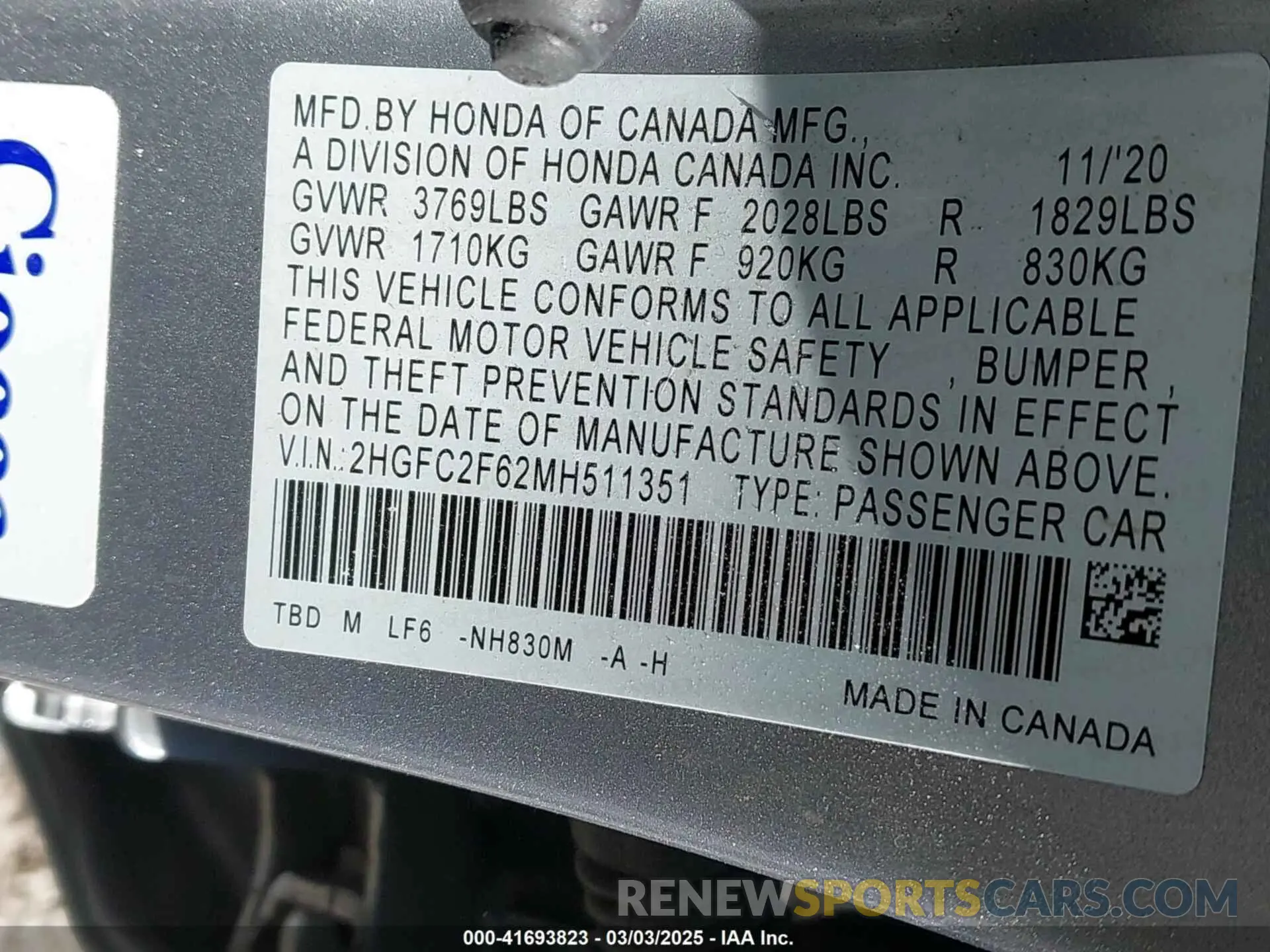 9 fotografías del automóvil dañado 2HGFC2F62MH511351 HONDA CIVIC 2021