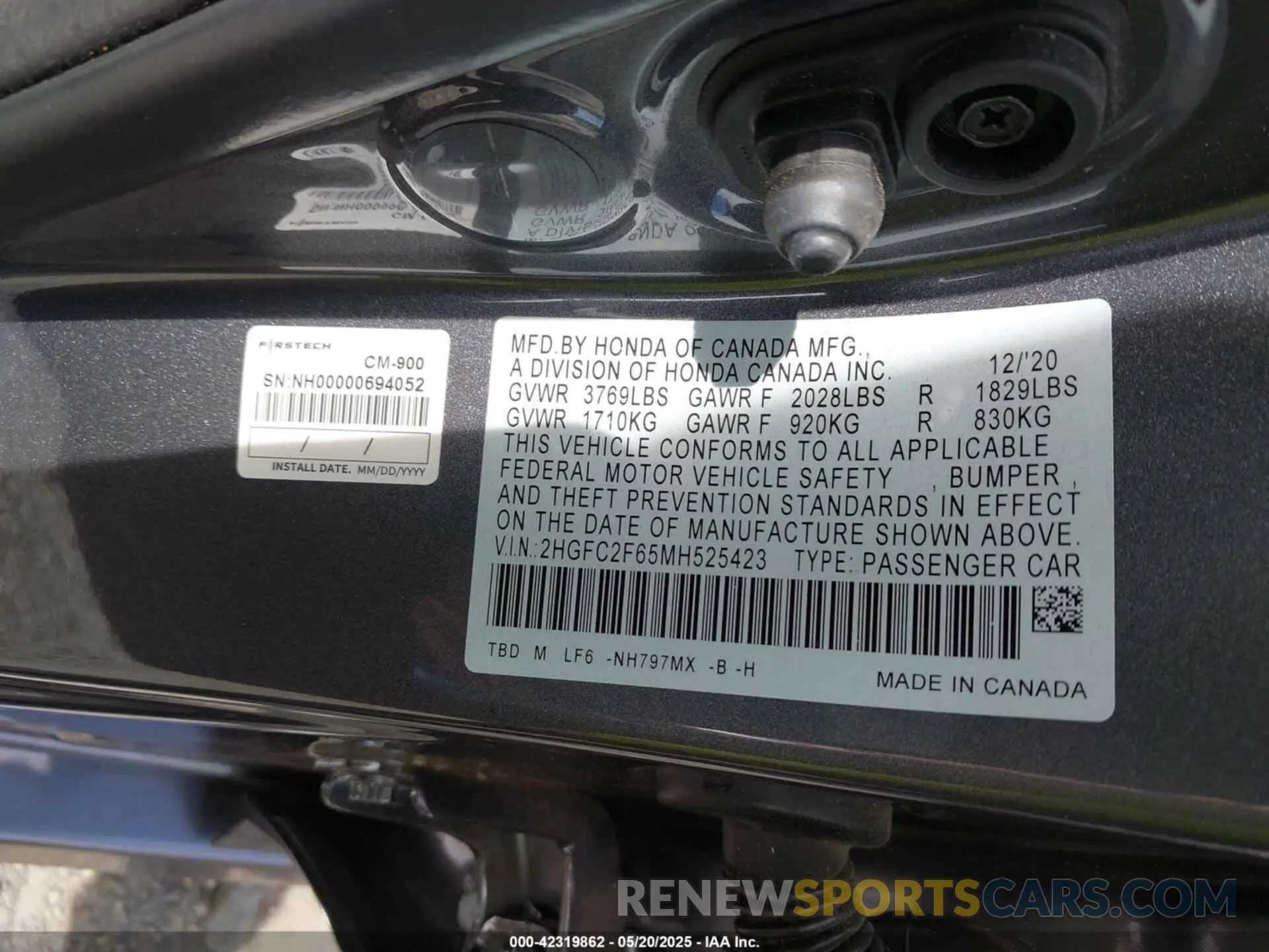 9 fotografías del automóvil dañado 2HGFC2F65MH525423 HONDA CIVIC 2021