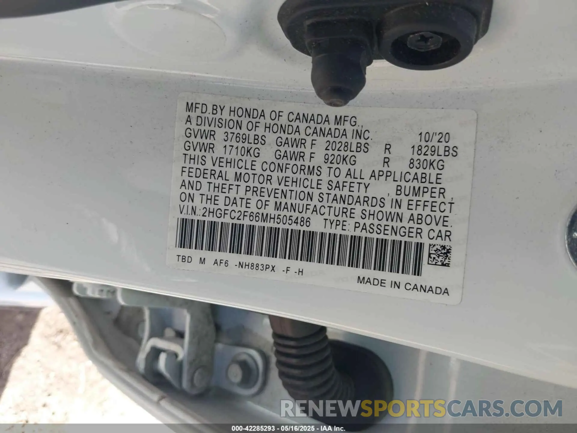 9 fotografías del automóvil dañado 2HGFC2F66MH505486 HONDA CIVIC 2021