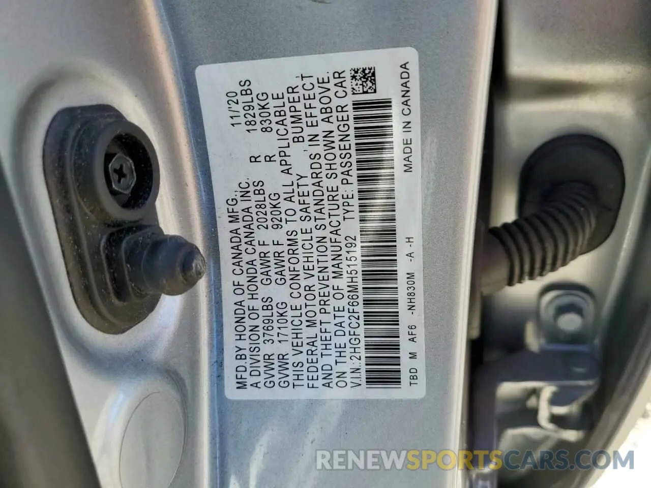 15 fotografías del automóvil dañado 2HGFC2F66MH515192 HONDA CIVIC 2021