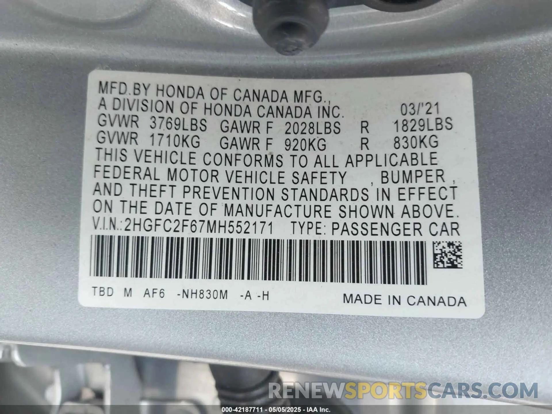9 fotografías del automóvil dañado 2HGFC2F67MH552171 HONDA CIVIC 2021