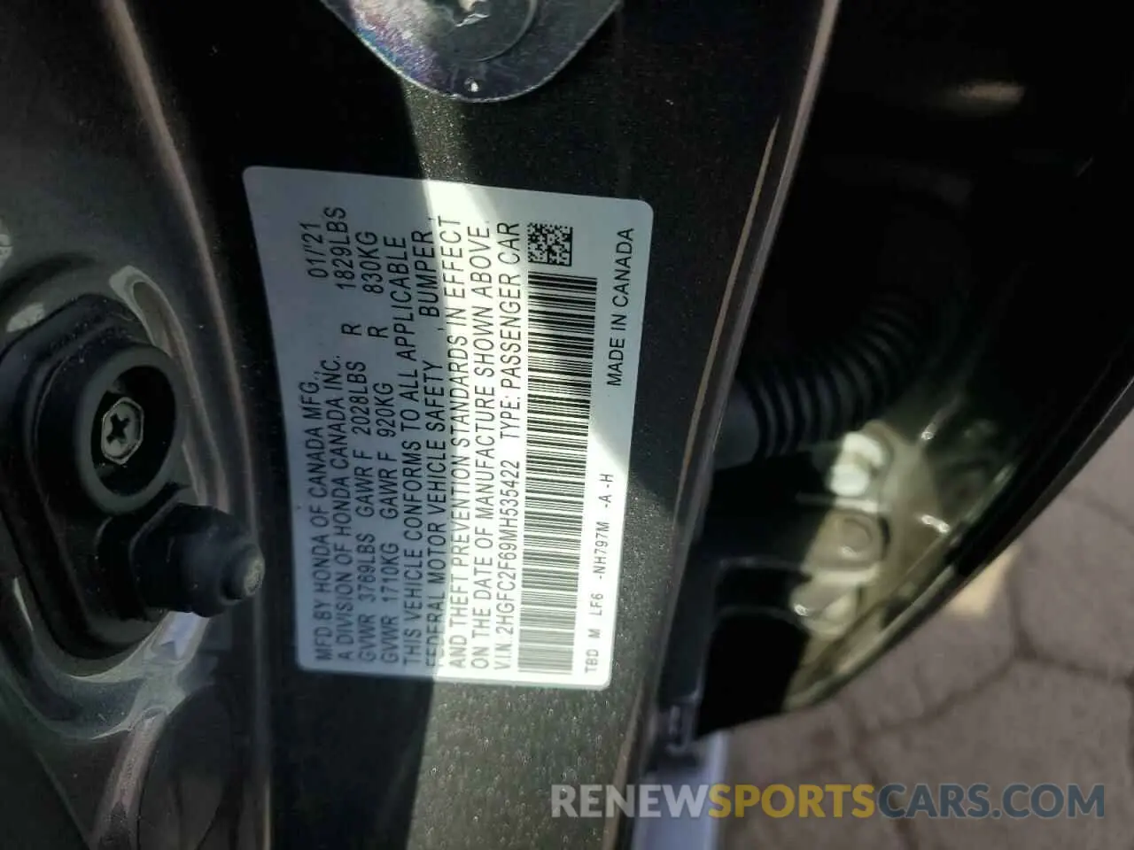 12 fotografías del automóvil dañado 2HGFC2F69MH535422 HONDA CIVIC 2021