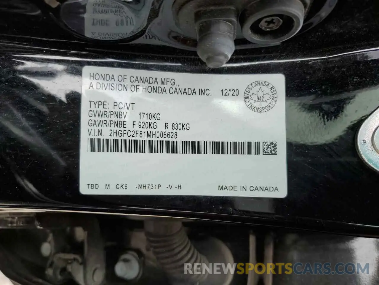12 fotografías del automóvil dañado 2HGFC2F81MH006628 HONDA CIVIC 2021