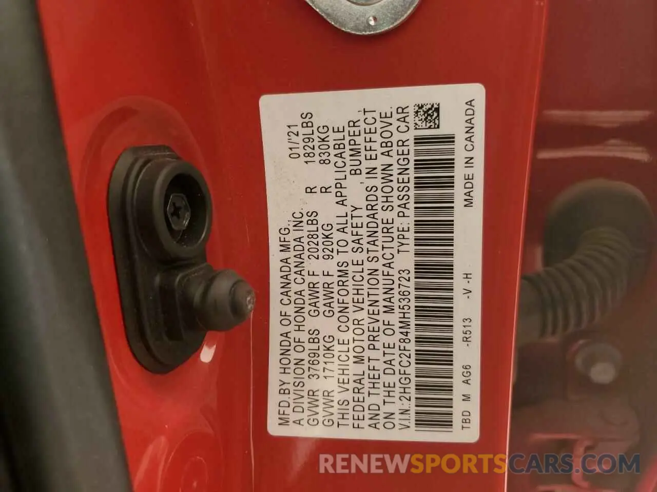 13 fotografías del automóvil dañado 2HGFC2F84MH536723 HONDA CIVIC 2021