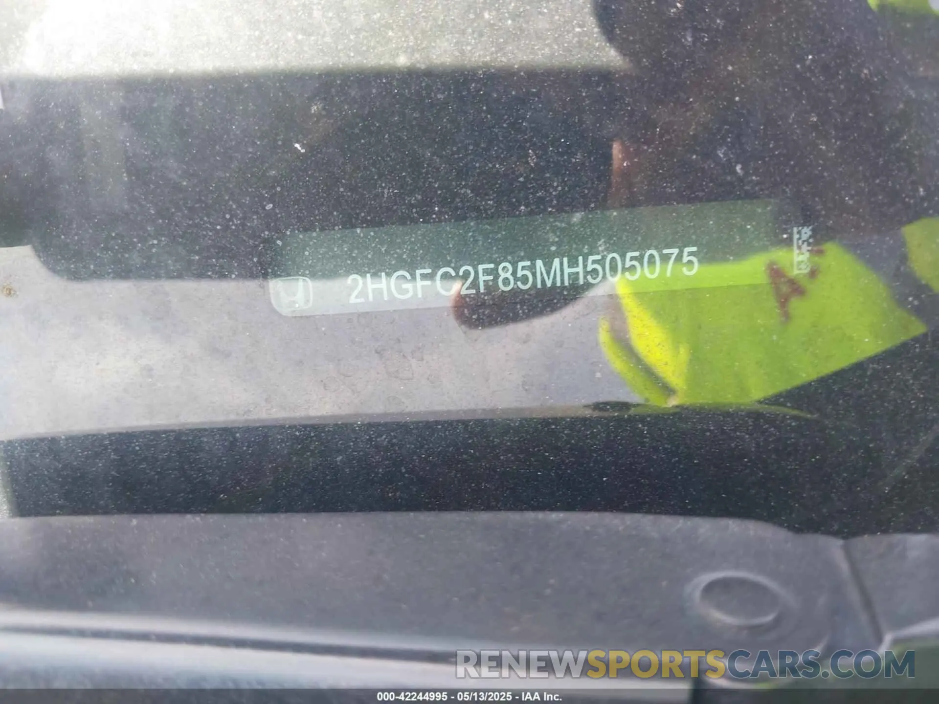 9 fotografías del automóvil dañado 2HGFC2F85MH505075 HONDA CIVIC 2021