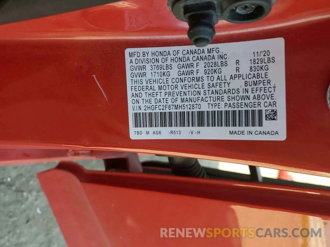 15 fotografías del automóvil dañado 2HGFC2F87MH512870 HONDA CIVIC 2021
